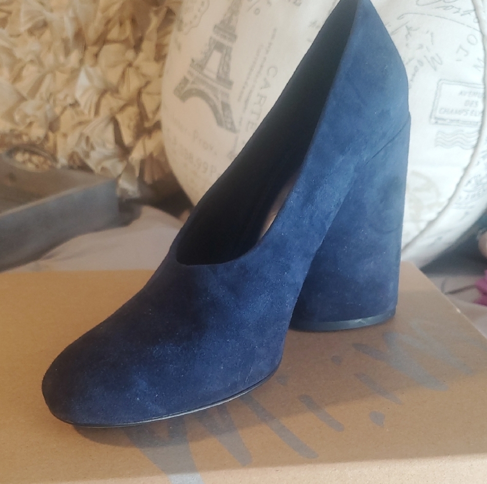 Tory Burch Navy Suede Block Heels